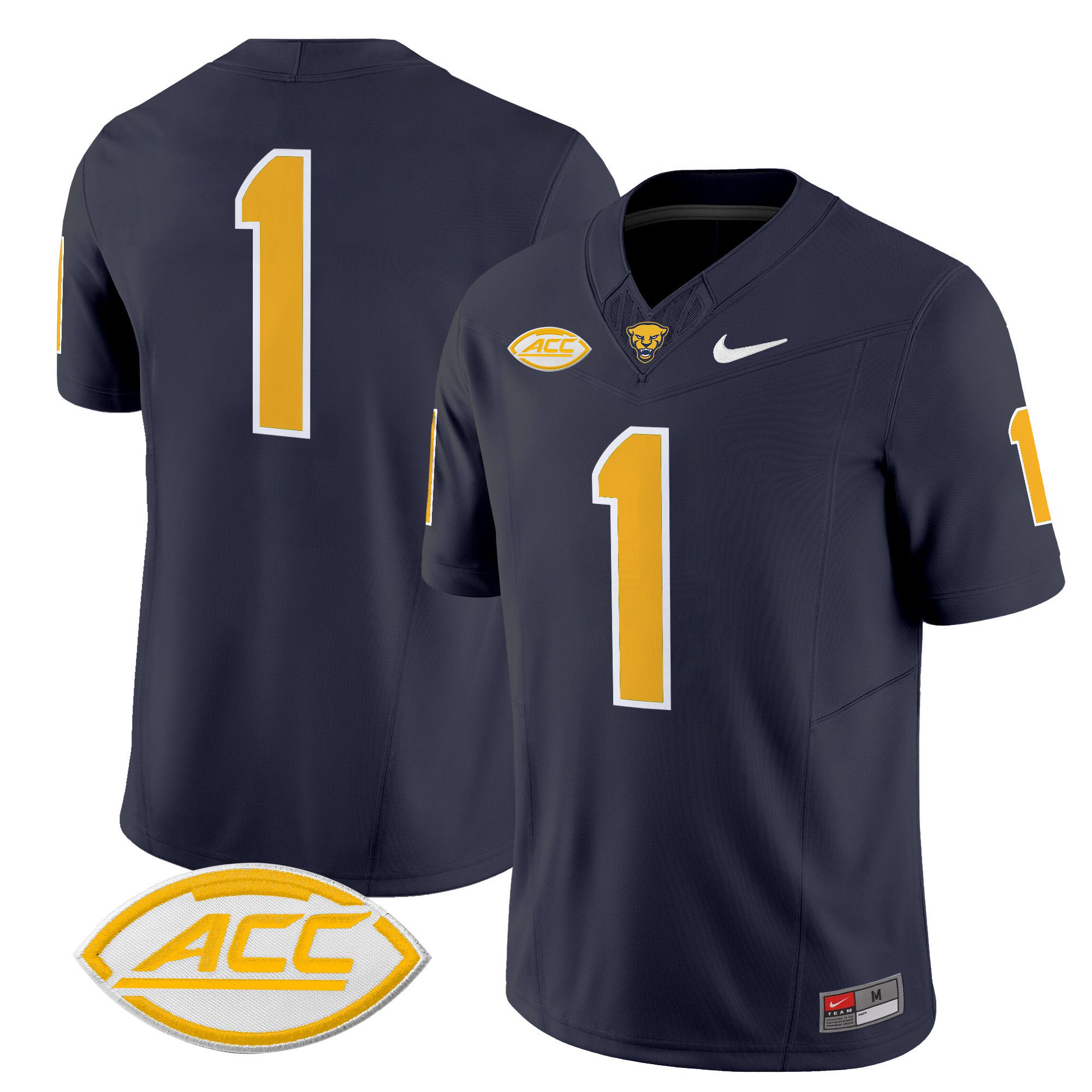 Men Pittsburgh Panthers #1 No Name Black Nike 2024 Vapor Limited NCAA Jersey style 1